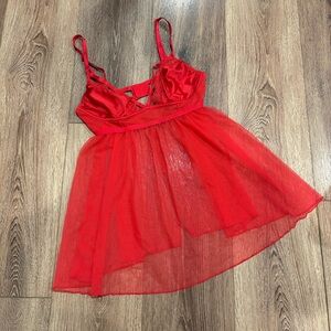 Victoria’s Secret Elegant Red Lace Babydoll Lingerie Small